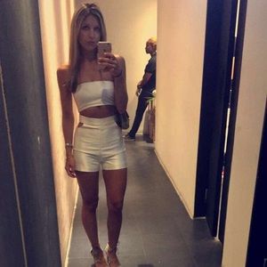 Meshki white crop top and shorts set